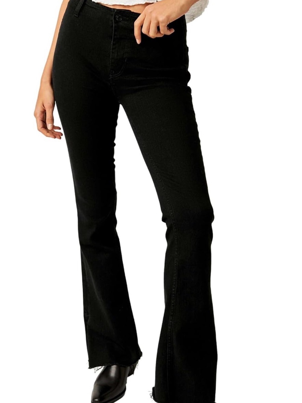 Free People We The Free Level Up Slit Bootcut Jeans Black 27
